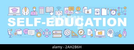 Self-education word concepts banner. Business development. Skill improvement. Goal achieving. Personal growth. Isolated lettering typography idea with Stock Vector