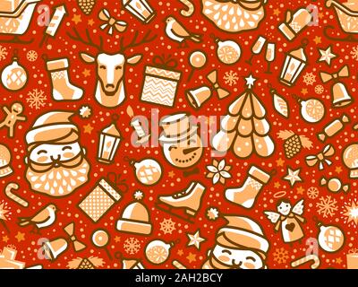 Christmas seamless background or pattern. Holiday vector illustration Stock Vector