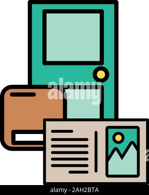 door with box carton packing postal service Stock Vector