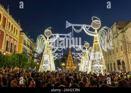 Seville, Spain - December 22,2019: Christmas Decoration in City ...