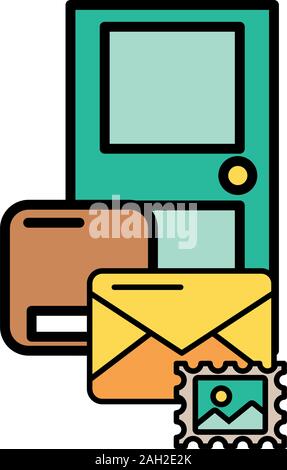 door with box carton packing postal service Stock Vector