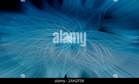 Abstract design of blue twisted light fibers Stock Photo