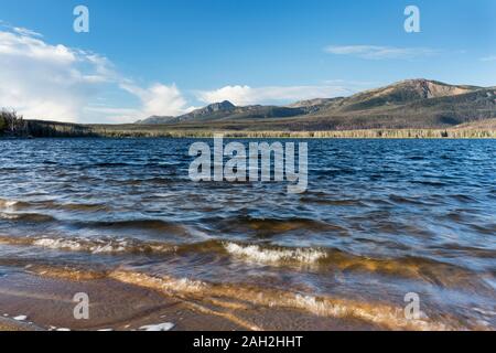 Routt National Forest Recreation Area with Big Creek Lakes and campground on the edge of Mount Zirkel Wilderness. Stock Photo