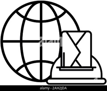 sphere planet browser with postal service Stock Vector