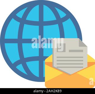 sphere planet browser with postal service Stock Vector