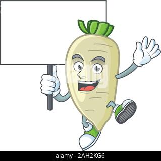 White radish cute cartoon character style bring board Stock Vector