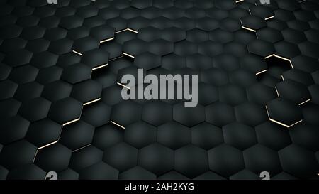 Background concept with hexagon pattern and lightning or electricity ...