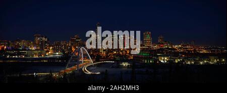 The night view of downtown in Edmonton, Alberta, Canada in December. Stock Photo