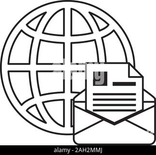 sphere planet browser with postal service Stock Vector