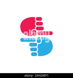 pointing arrow here simple geometric hand symbol vector Stock Vector