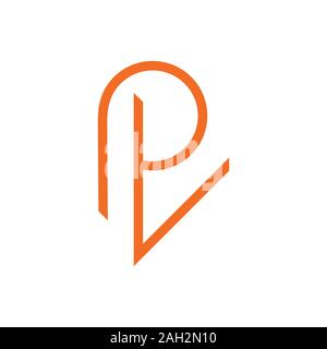letter pv simple geometric thin line logo vector Stock Vector