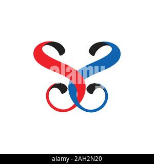 letter ss 3d ribbon curves flow abstract logo vector Stock Vector