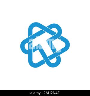 letter t triangle linked overlap logo vector Stock Vector