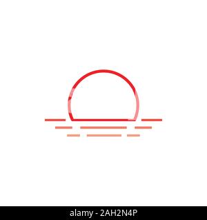 sunset ocean stripes linear simple logo vector Stock Vector