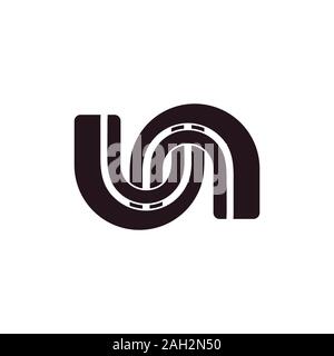 letter un stripes linked logo vector Stock Vector
