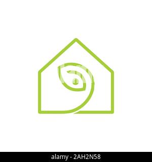 leaf home simple geometric line nature logo vector Stock Vector