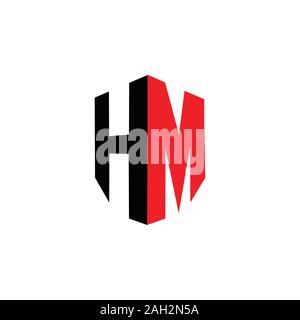 letter hm simple geometric linked logo vector Stock Vector