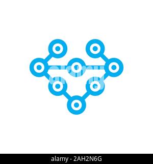 letter v linked circle connected symbol logo vector Stock Vector