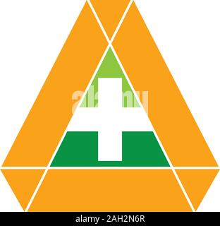 triangle geometric plus medical logo vector Stock Vector