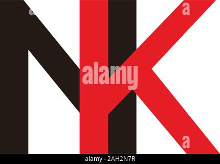 letter nk linked colorful logo vector Stock Vector