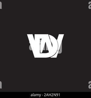 letter wd 3d flat geometric overlap logo vector Stock Vector