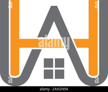 letter hw linked home symbol logo vector Stock Vector