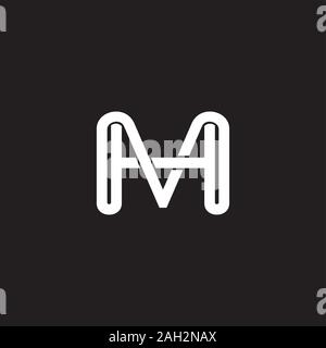 letter mh simple linked geometric line logo vector Stock Vector