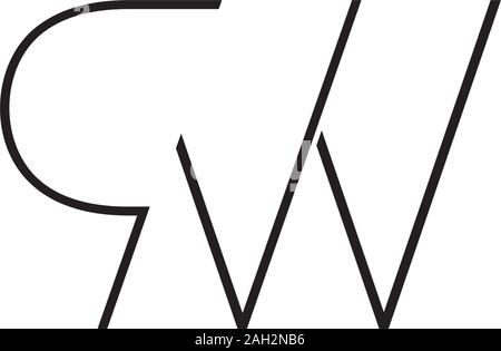 letter qw simple thin linear logo vector Stock Vector