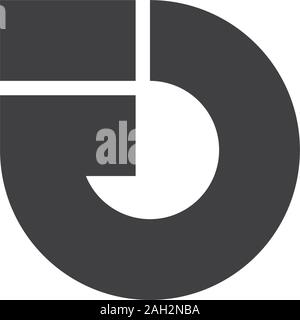 letter f circle geometric logo vector Stock Vector