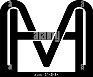 letter mh simple linked geometric line logo vector Stock Vector