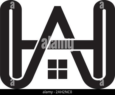 letter hw linked home symbol logo vector Stock Vector