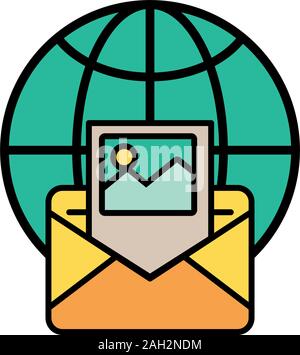 sphere planet browser with postal service Stock Vector