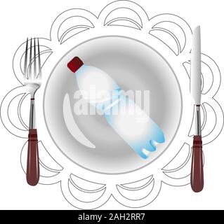 Microplastic. Decomposition of plastic in nature. We eat waste. Environmental protection concept. The problem of ecology. Vector illustration isolated Stock Vector