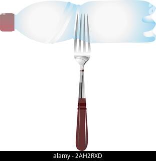 Microplastic. Decomposition of plastic in nature. We eat waste. Environmental protection concept. The problem of ecology. Vector illustration isolated Stock Vector