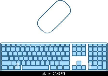 Keyboard Icon. Thin Line With Blue Fill Design. Vector Illustration. Stock Vector