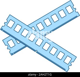 Computer Memory Icon. Thin Line With Blue Fill Design. Vector Illustration. Stock Vector