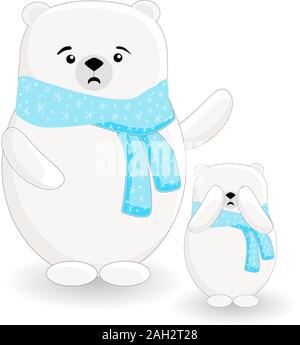 Northern bears. Animal parents. Cartoon characters isolated on a white background.. Stock Vector