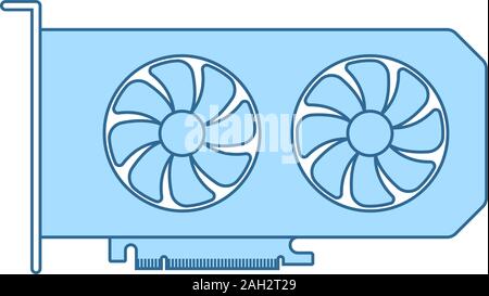 GPU Icon. Thin Line With Blue Fill Design. Vector Illustration. Stock Vector