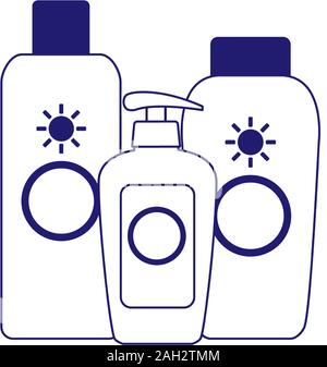 sunscreens bottles icon, flat design Stock Vector