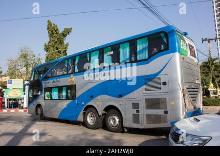 Chiangmai, Thailand - December 14 2019: Blue and Silver Bus of Transport government company.  Photo at Chiangmai bus station. Stock Photo