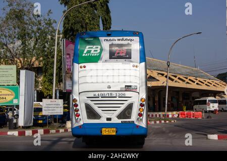 Chiangmai, Thailand - December 14 2019: Blue and Silver Bus of Transport government company.  Photo at Chiangmai bus station. Stock Photo