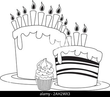 Birthday Cupcakes Vector Greeting Design Cupcake Baked Deserts With Sprinkles In Assorted Color And Happy Birthday Text In White Background Stock Vector Image Art Alamy