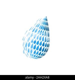 Pixel logo of water drop vector EPS10. Abstract creative aqua drop. Stock Vector