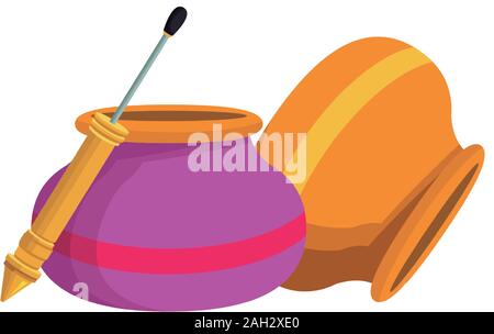 bowls and pichkari icon, colorful design Stock Vector