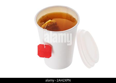 Hot coffee or tea in a plastic cup isolated on white background Stock Photo