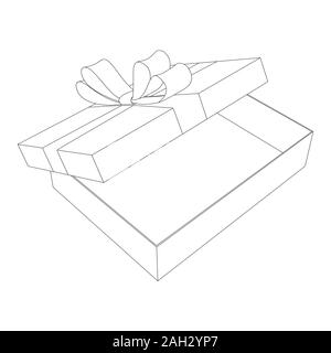 Single one line drawing open white gift box Vector Image