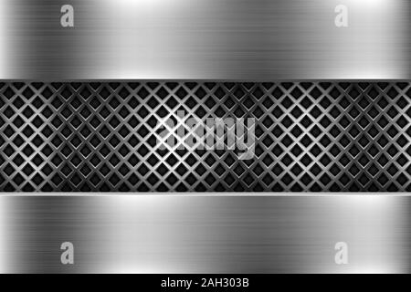 Metal brushed texture with perforated center Stock Vector