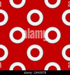 Red background with white circles. Seamless pattern Stock Vector