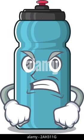 angry face water bottle Scroll cartoon character design Stock Vector