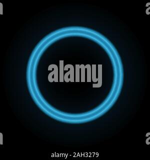 blue neon circle on black background. Illustration for design and decoration. Stock Vector